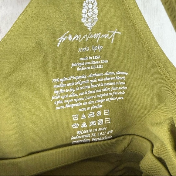 Free People Movement Olive Green Ruched Camisole Sports Bra Top - Picture 3 of 3